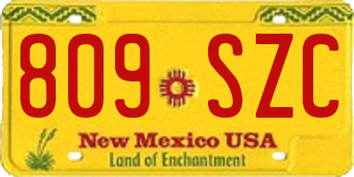 NM license plate 809SZC