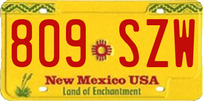 NM license plate 809SZW