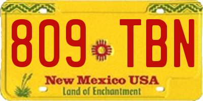 NM license plate 809TBN