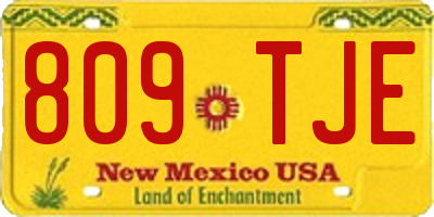 NM license plate 809TJE