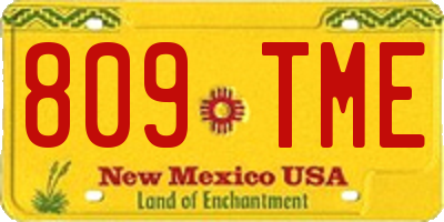 NM license plate 809TME