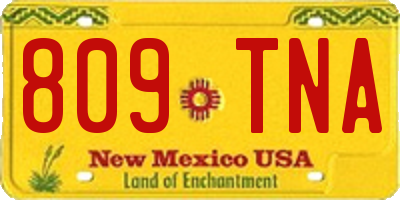 NM license plate 809TNA