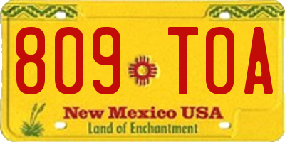 NM license plate 809TOA