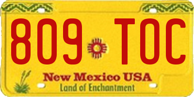 NM license plate 809TOC