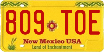 NM license plate 809TOE