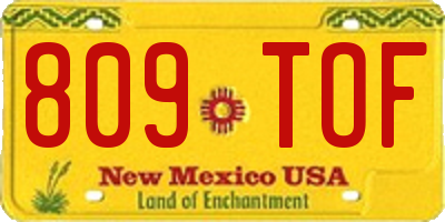 NM license plate 809TOF
