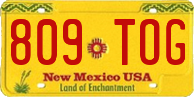 NM license plate 809TOG