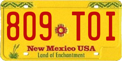 NM license plate 809TOI