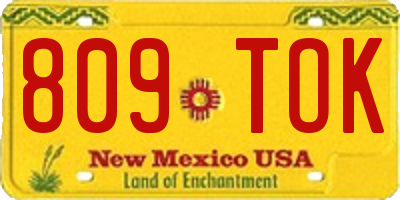 NM license plate 809TOK
