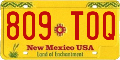 NM license plate 809TOQ