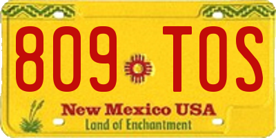 NM license plate 809TOS