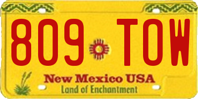 NM license plate 809TOW