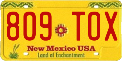 NM license plate 809TOX