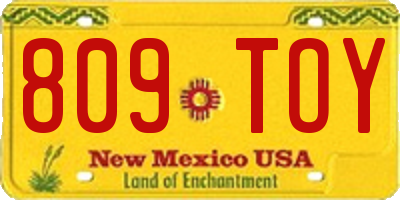 NM license plate 809TOY