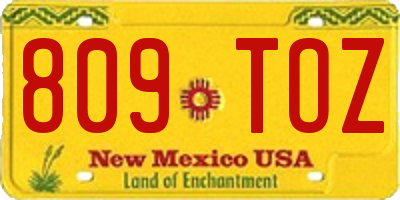 NM license plate 809TOZ