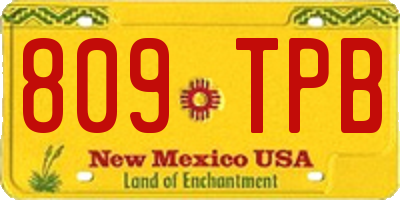 NM license plate 809TPB