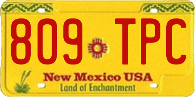 NM license plate 809TPC