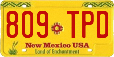 NM license plate 809TPD