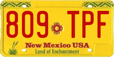 NM license plate 809TPF