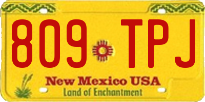 NM license plate 809TPJ