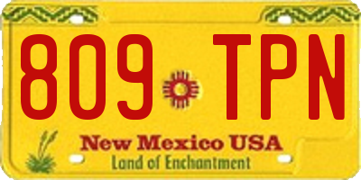 NM license plate 809TPN