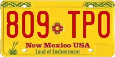 NM license plate 809TPO