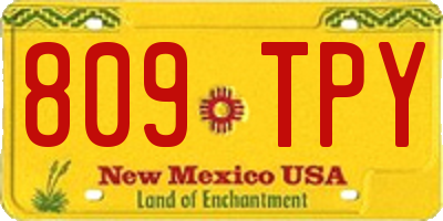 NM license plate 809TPY
