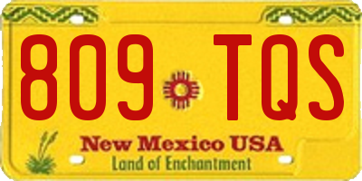 NM license plate 809TQS