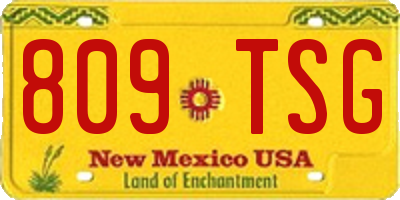 NM license plate 809TSG