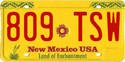 NM license plate 809TSW