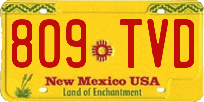 NM license plate 809TVD