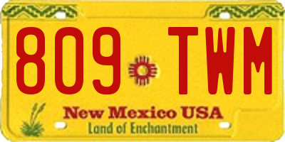 NM license plate 809TWM