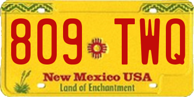 NM license plate 809TWQ