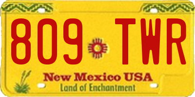 NM license plate 809TWR