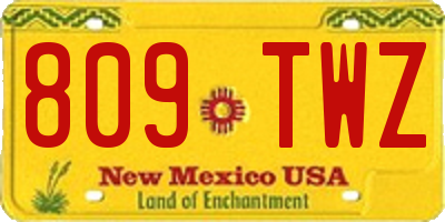 NM license plate 809TWZ