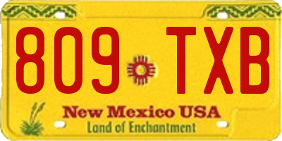 NM license plate 809TXB