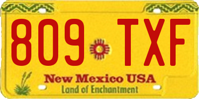 NM license plate 809TXF
