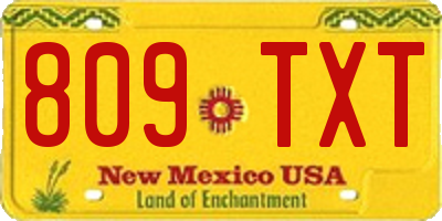 NM license plate 809TXT