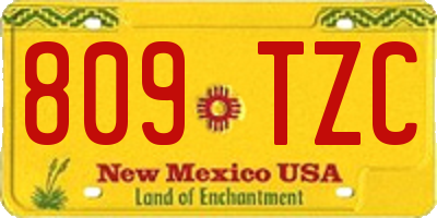 NM license plate 809TZC