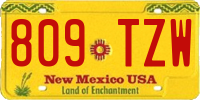 NM license plate 809TZW