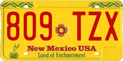 NM license plate 809TZX