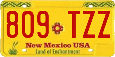 NM license plate 809TZZ