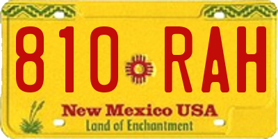 NM license plate 810RAH