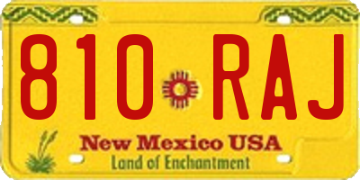 NM license plate 810RAJ