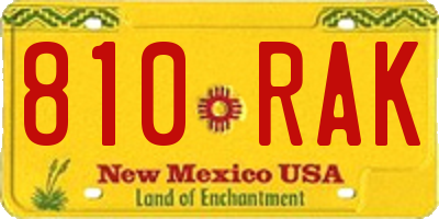 NM license plate 810RAK