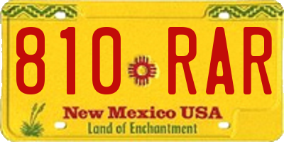 NM license plate 810RAR