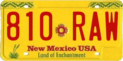 NM license plate 810RAW