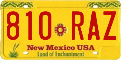 NM license plate 810RAZ