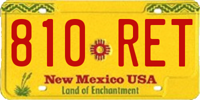 NM license plate 810RET