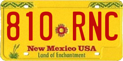 NM license plate 810RNC